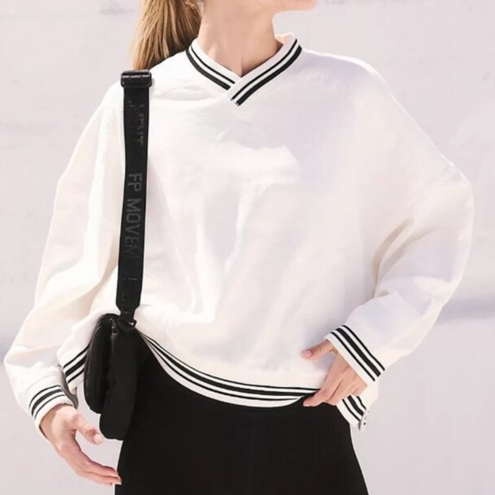 FP Movement Best of Pullover White Varsity Oversized Sporty